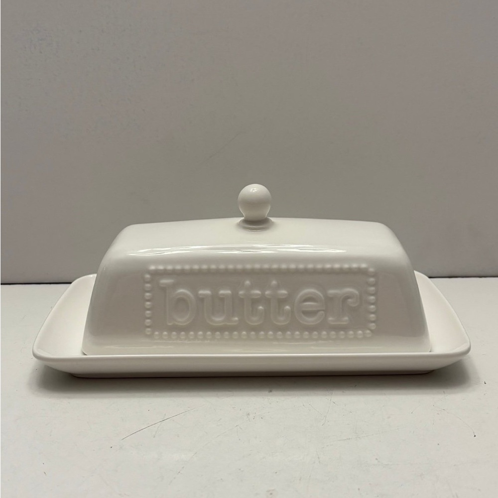 White Butter Dish with Lid